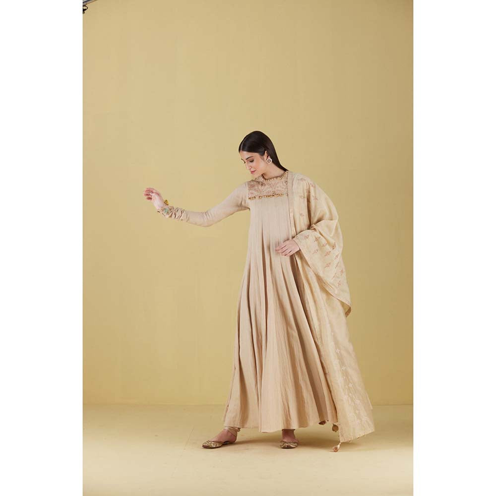 Inej Kurta Long Kali Beige with Pant (Set of 2)