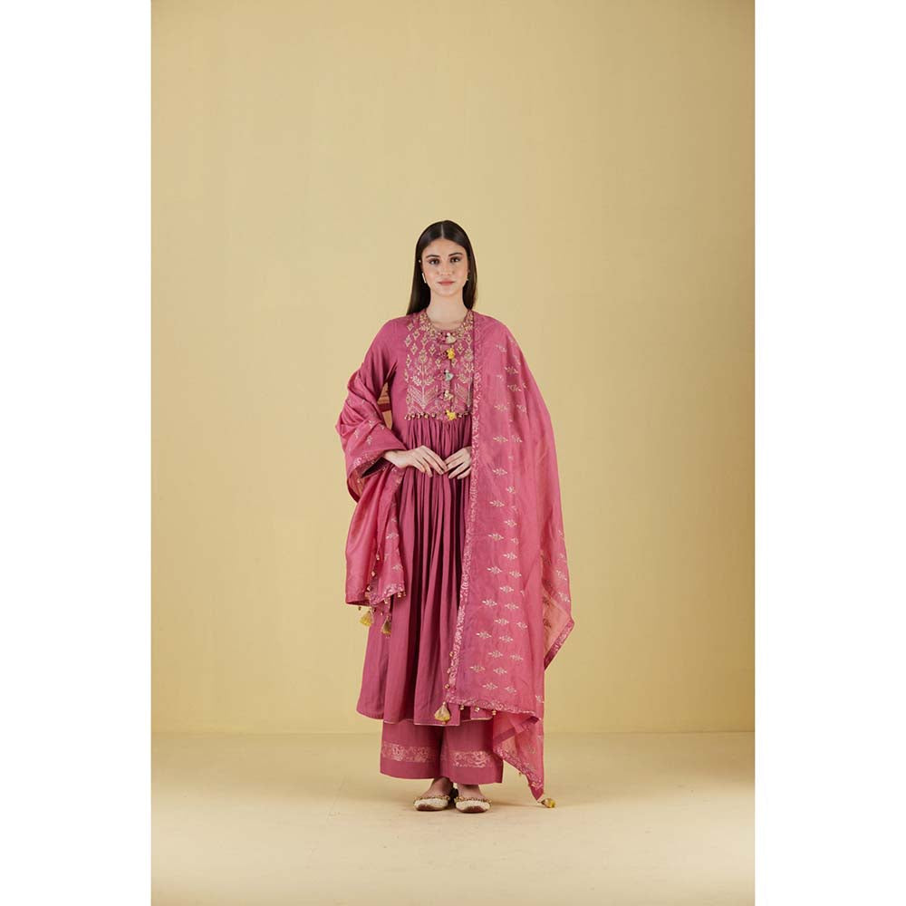 Inej Front Gather Pearly Pink Kurta with Palazzo (Set of 2)