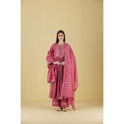 Inej Front Gather Pearly Pink Kurta with Palazzo (Set of 2)