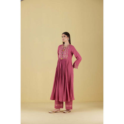 Inej Front Gather Pearly Pink Kurta with Palazzo (Set of 2)