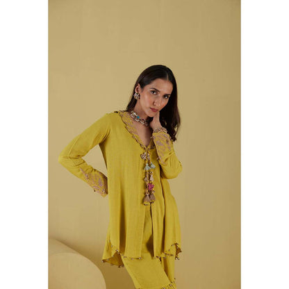 Inej Coat Corn Yellow Kurta with Sharara (Set of 2)