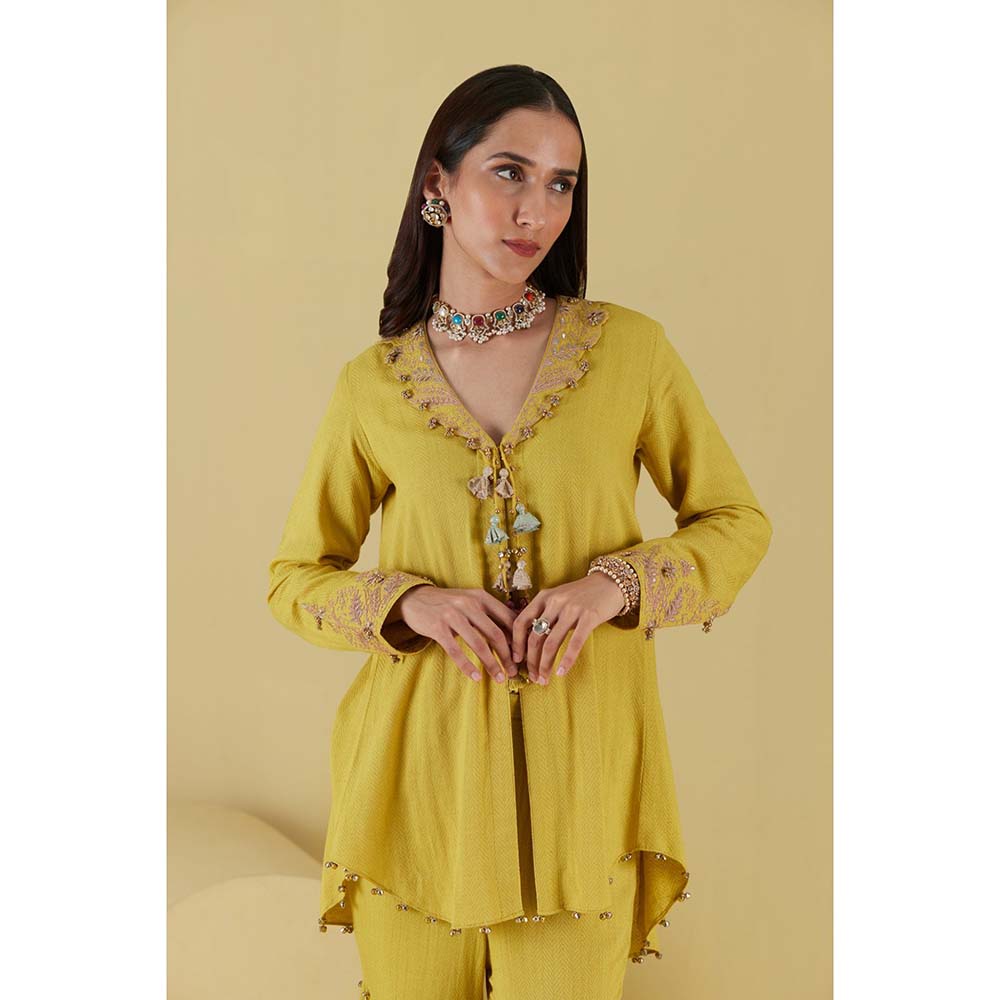 Inej Coat Corn Yellow Kurta with Sharara (Set of 2)