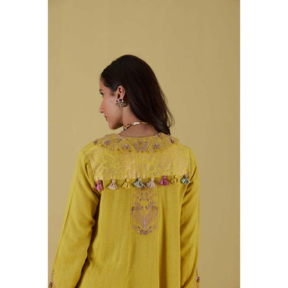 Inej Coat Corn Yellow Kurta with Sharara (Set of 2)