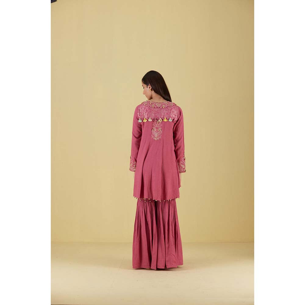 Inej Coat Pearly Pink Kurta with Sharara (Set of 2)