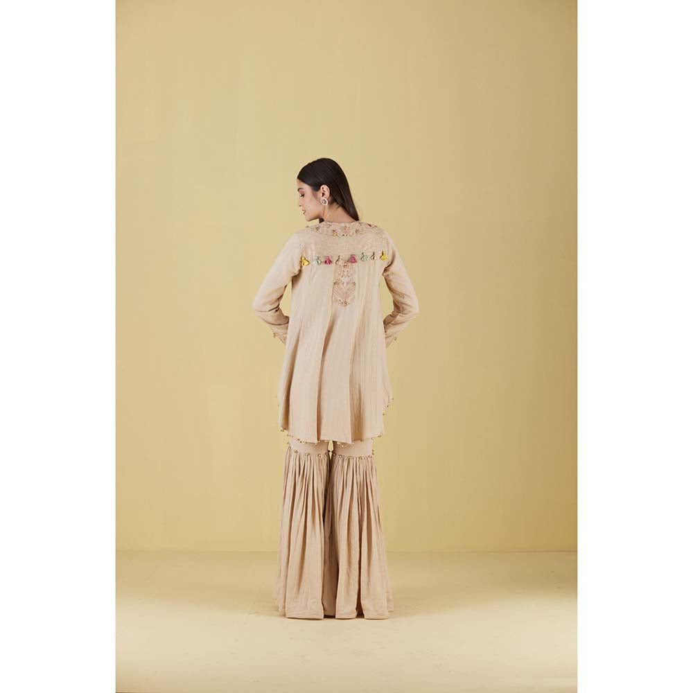Inej Coat Beige Kurta with Sharara (Set of 2)