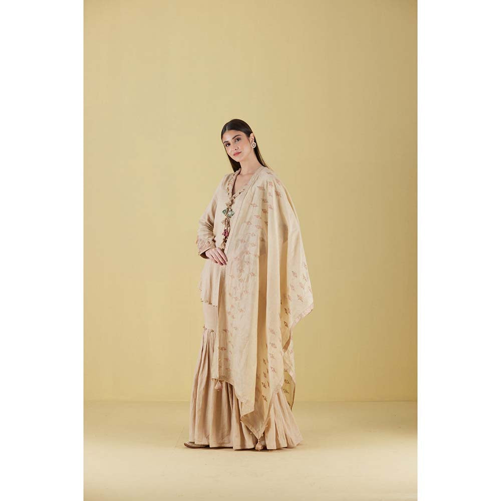 Inej Coat Beige Kurta with Sharara (Set of 2)
