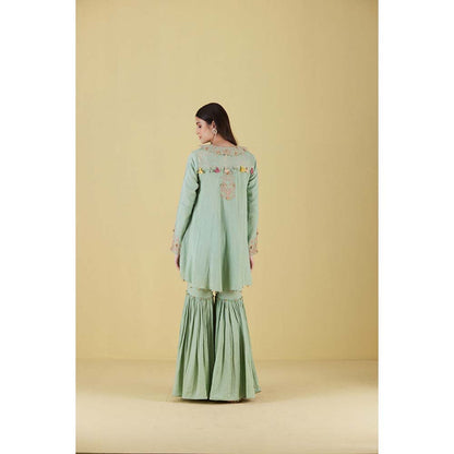 Inej Coat Sea Green Mint Kurta with Sharara (Set of 2)