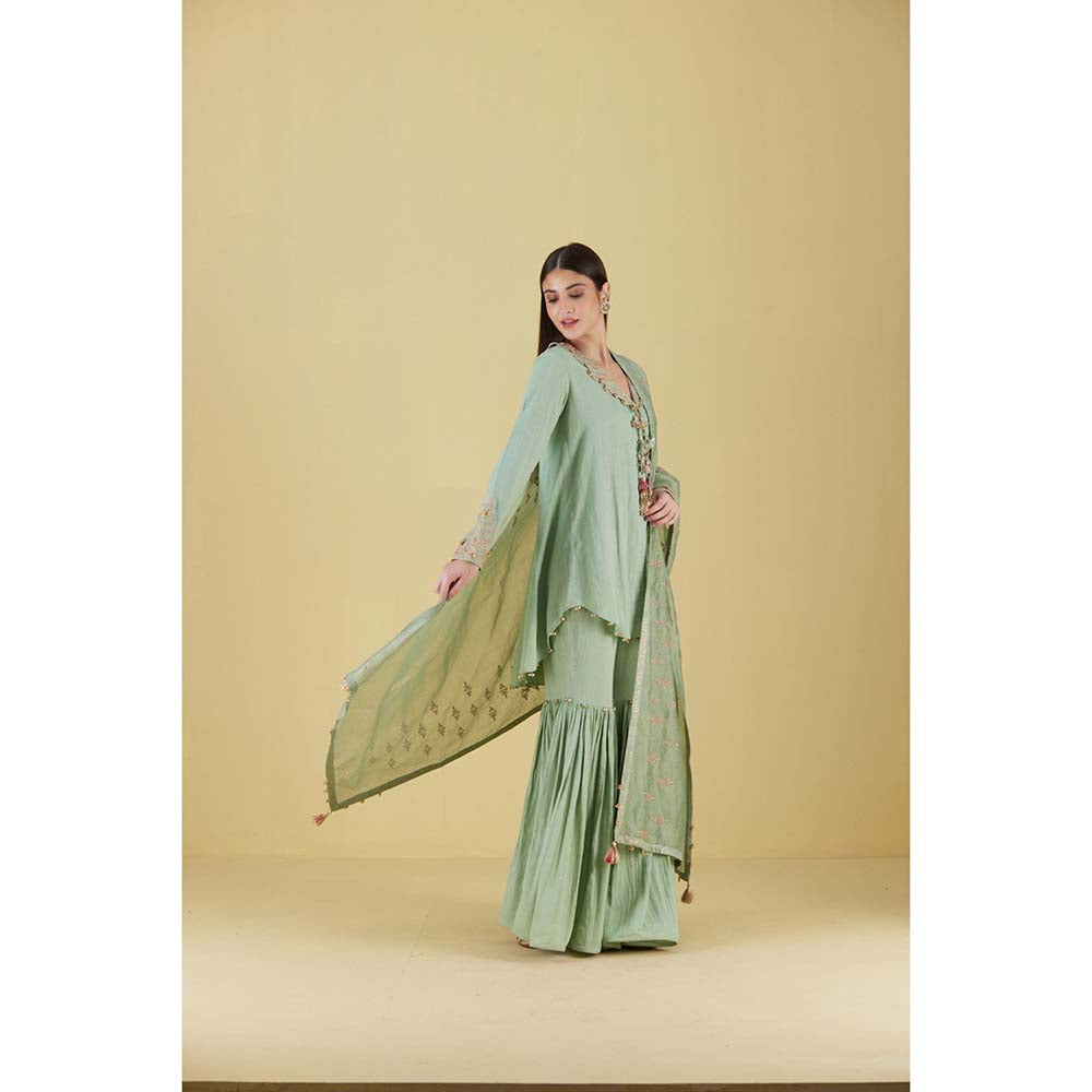 Inej Coat Sea Green Mint Kurta with Sharara (Set of 2)
