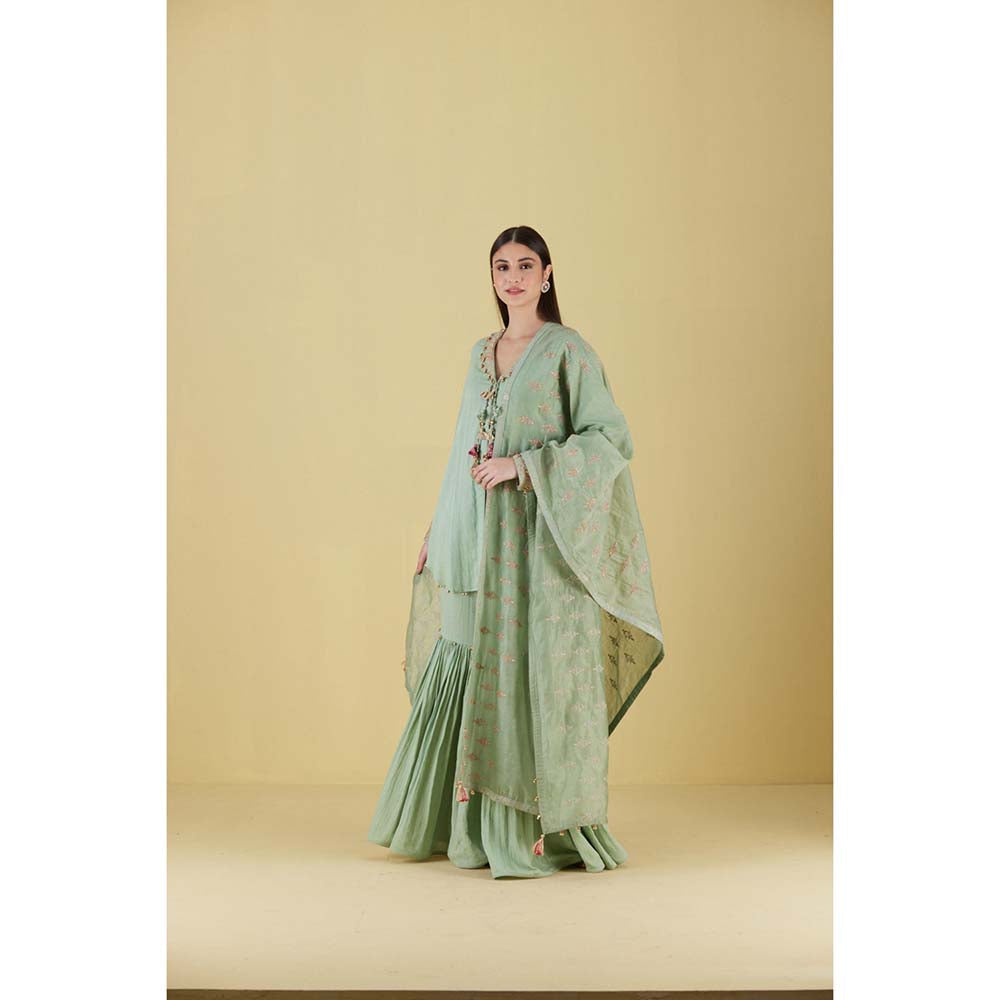 Inej Coat Sea Green Mint Kurta with Sharara (Set of 2)