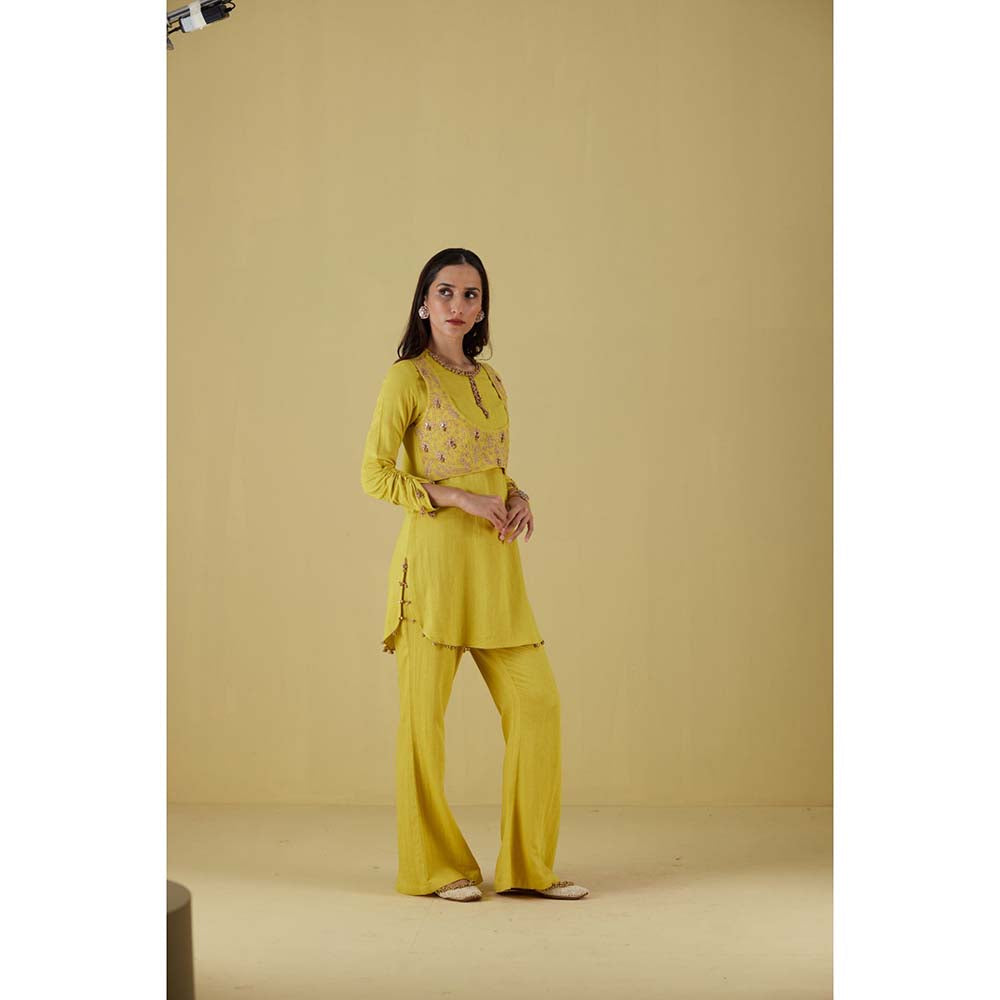 Inej Waist Coat Kurta Corn Yellow with Pant (Set of 2)