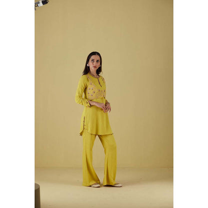 Inej Waist Coat Kurta Corn Yellow with Pant (Set of 2)