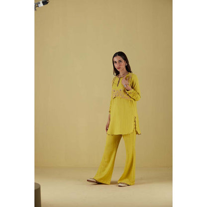 Inej Waist Coat Kurta Corn Yellow with Pant (Set of 2)