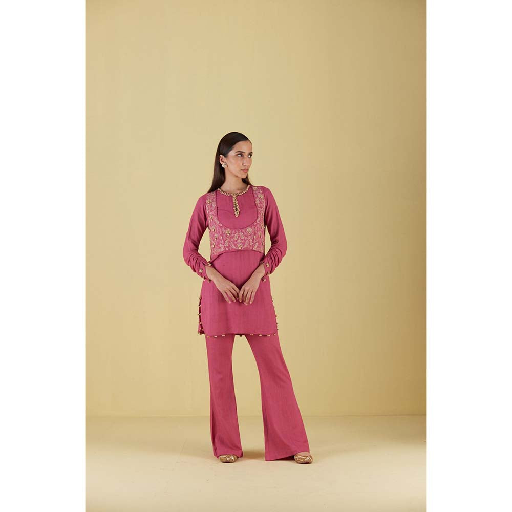 Inej Waist Coat Kurta Pearly Pink with Pant (Set of 2)
