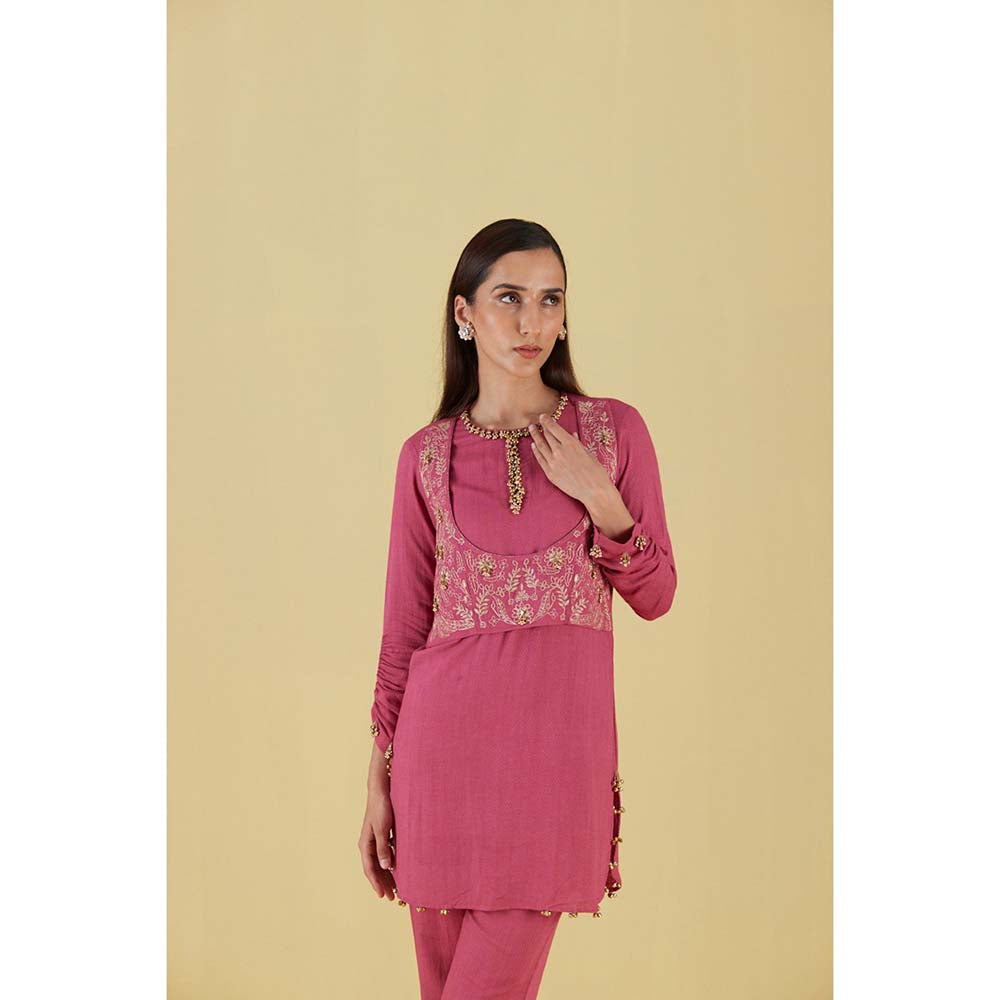 Inej Waist Coat Kurta Pearly Pink with Pant (Set of 2)