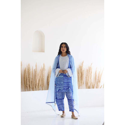 Inej Blue Printed Dupatta