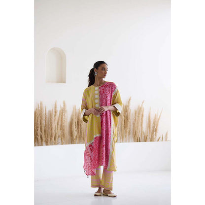 Inej Lakeer Multicoloured Kaftan Kurta with Pant (Set of 2)