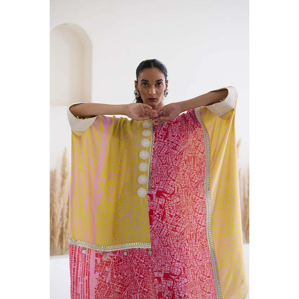 Inej Lakeer Multicoloured Kaftan Kurta with Pant (Set of 2)