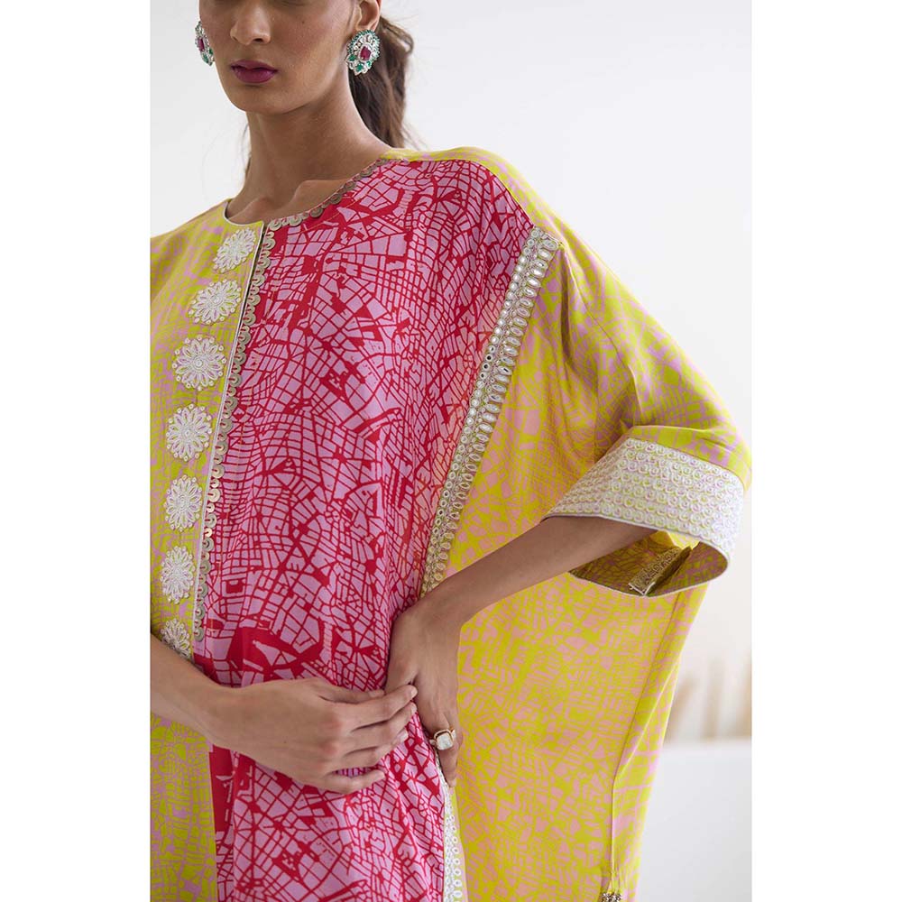 Inej Lakeer Multicoloured Kaftan Kurta with Pant (Set of 2)