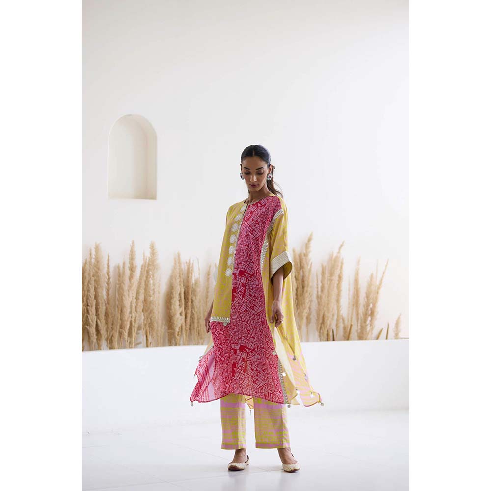 Inej Lakeer Multicoloured Kaftan Kurta with Pant (Set of 2)