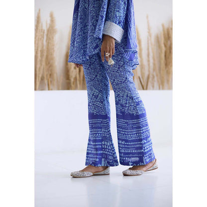 Inej Lakeer Blue Open Drape Cape Kurta with Pant (Set of 2)