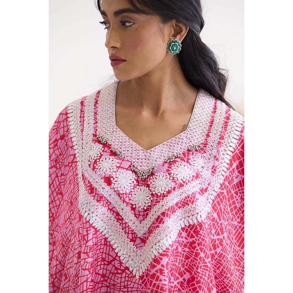 Inej Lakeer Pink Kaftan Pink Kaftan Kurta with Pant (Set of 2)