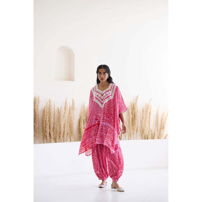 Inej Lakeer Pink Kaftan Pink Kaftan Kurta with Pant (Set of 2)