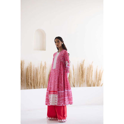 Inej Lakeer Pink Side gather Kurta with Palazzo (Set of 2)
