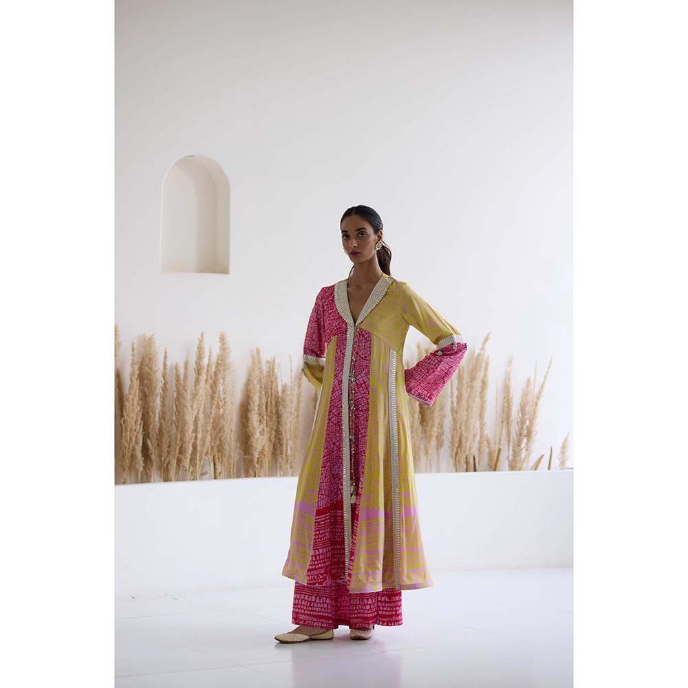Inej Lakeer Multicoloured Kali Kurta with Palazzo (Set of 2)