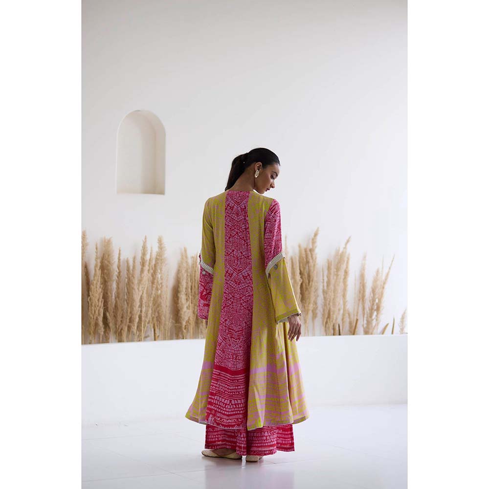 Inej Lakeer Multicoloured Kali Kurta with Palazzo (Set of 2)