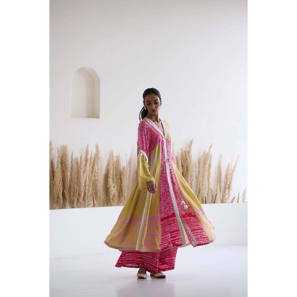 Inej Lakeer Multicoloured Kali Kurta with Palazzo (Set of 2)