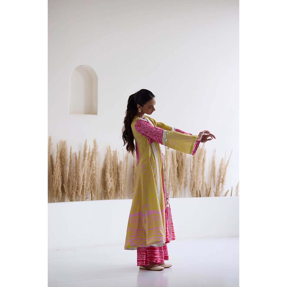 Inej Lakeer Multicoloured Kali Kurta with Palazzo (Set of 2)