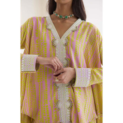 Inej Lakeer Yellow Drape Dhoti with Top (Set of 2)