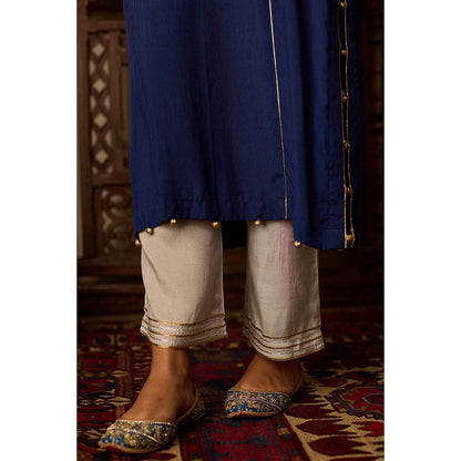 Inej Leher Navy Blue Straight Kurta with Pant (Set of 2)