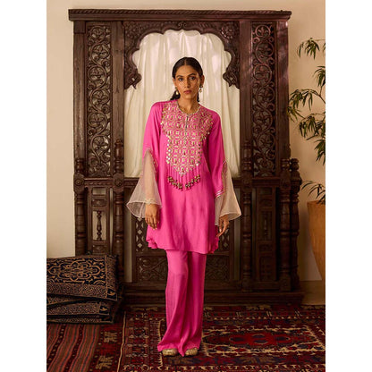 Inej Leher Hot Pink Kali Kurta with Pant (Set of 2)