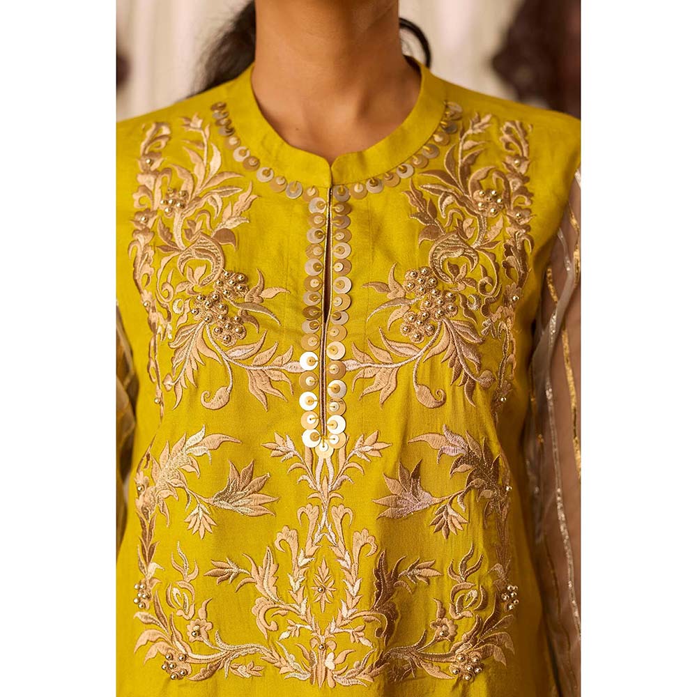 Inej Leher Yellow Bell Sleeve Kurta with Pant (Set of 2)