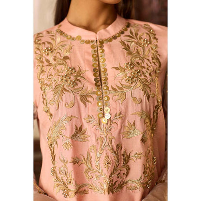 Inej Leher Peach Bell Sleeve Kurta with Pant (Set of 2)