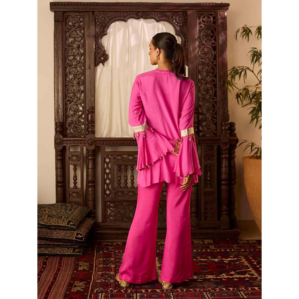 Inej Leher Hot Pink Yok Kurti with Pant (Set of 2)