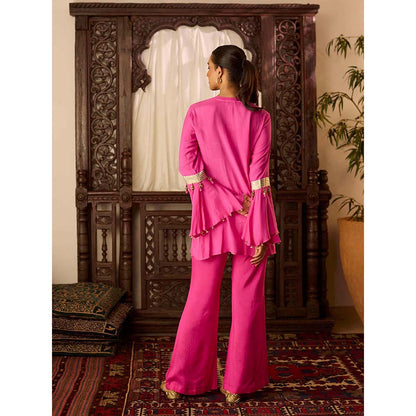 Inej Leher Hot Pink Yok Kurti with Pant (Set of 2)
