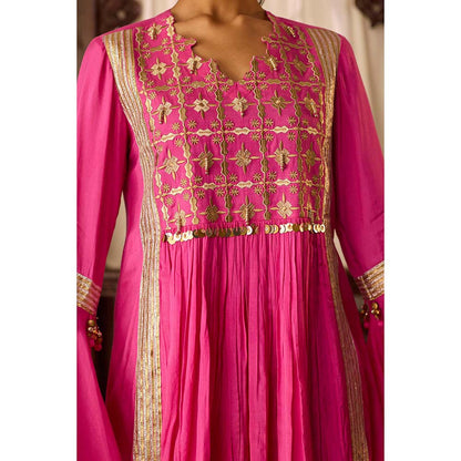 Inej Leher Hot Pink Yok Kurti with Pant (Set of 2)