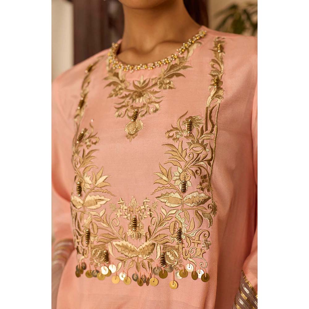 Inej Leher Peach Drape Skirt with Kurti (Set of 2)