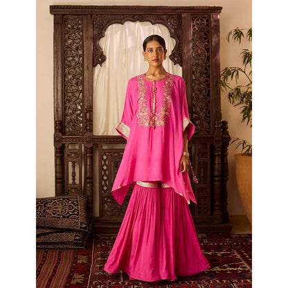 Inej Leher Hot Pink Kaftan with Sharara (Set of 2)