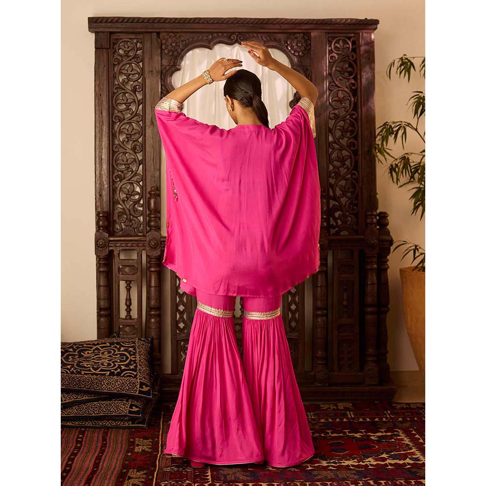 Inej Leher Hot Pink Kaftan with Sharara (Set of 2)