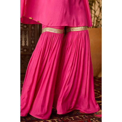 Inej Leher Hot Pink Kaftan with Sharara (Set of 2)