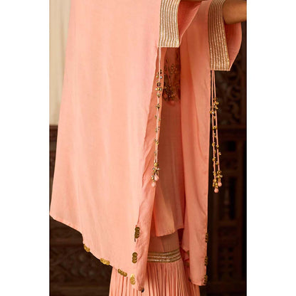 Inej Leher Peach Kaftan with Sharara (Set of 2)