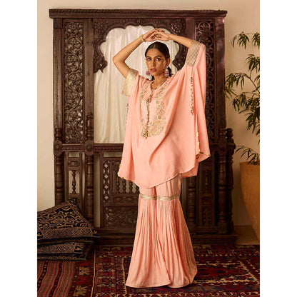 Inej Leher Peach Kaftan with Sharara (Set of 2)