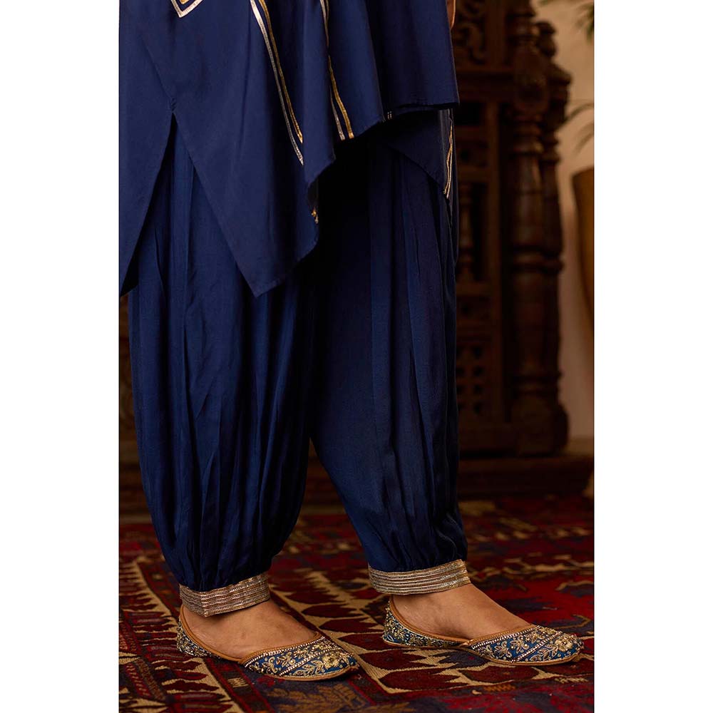 Inej Leher Navy Blue Kaftan with Salwar (Set of 2)