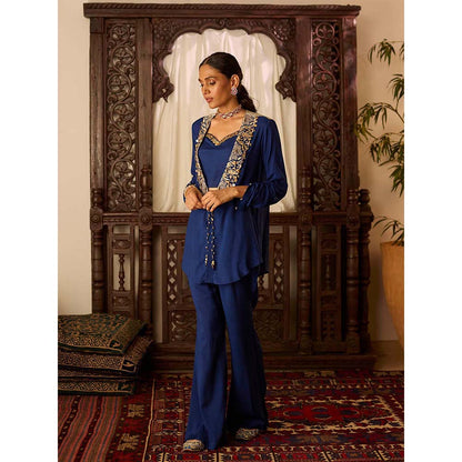 Inej Leher Navy Blue Bustier with Pant and Jacket (Set of 3)