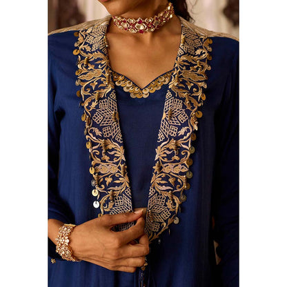 Inej Leher Navy Blue Bustier with Pant and Jacket (Set of 3)