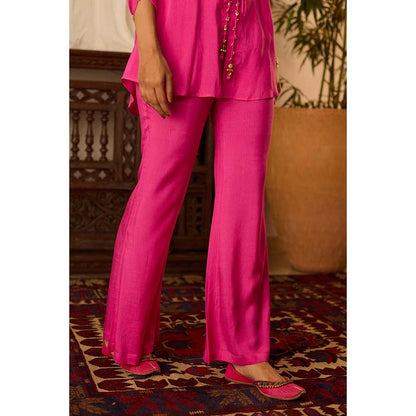 Inej Leher Hot Pink Bustier with Pant and Jacket (Set of 3)