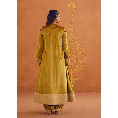 Inej Zeba Mustard Anarkali with Salwar and Dupatta (Set of 3)